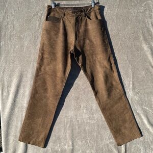 Hein Gericke Leather Motorcycle Pants • Brown Genuine Leather Riding Trousers